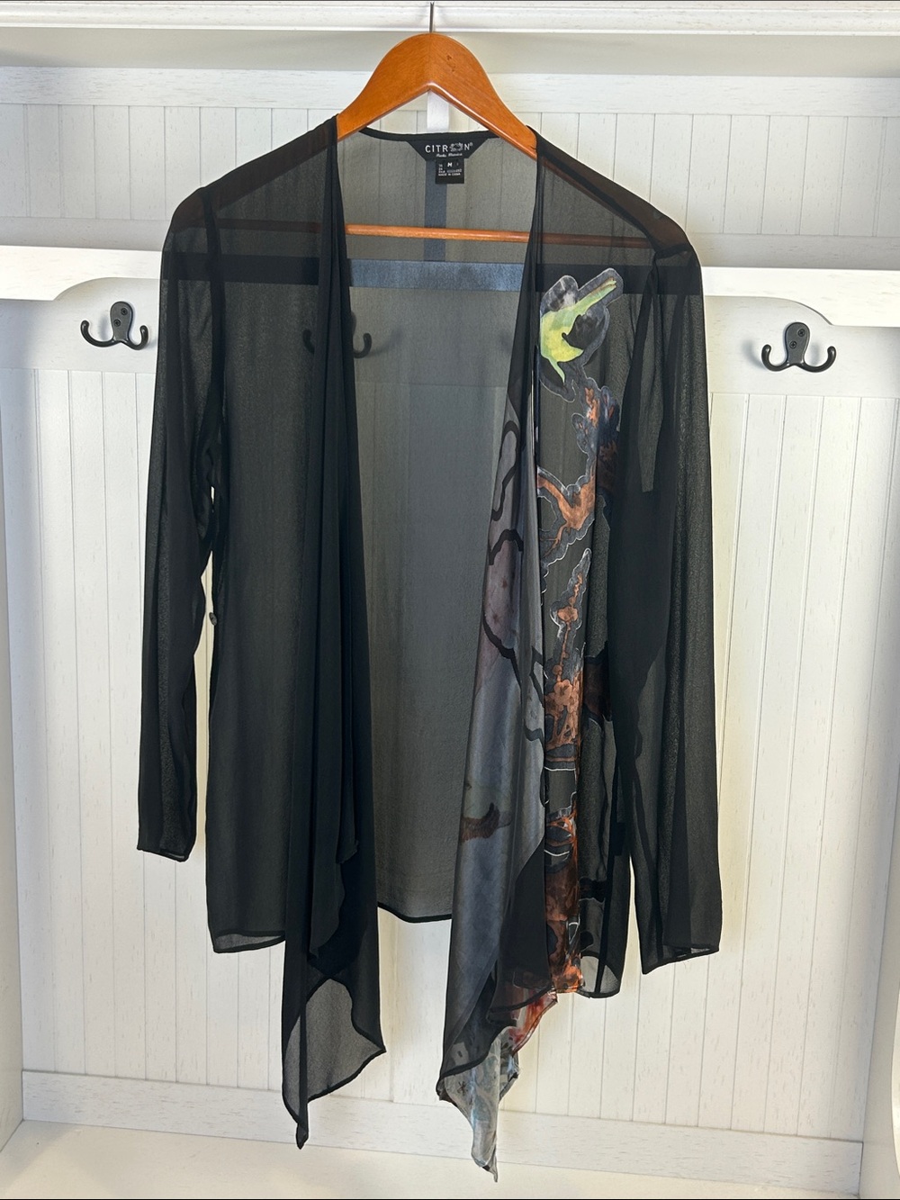 Citron Santa Monica Hummingbird Sheer Silk Blend Cardigan M - Picture 6 of 12